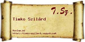 Timko Szilárd névjegykártya